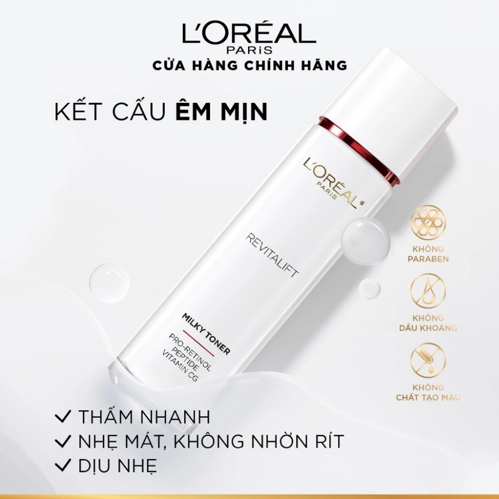  Nước Hoa Hồng Dạng Sữa L΄Oreal Revitalift Advanced Aqua Milky Toner 65ml 