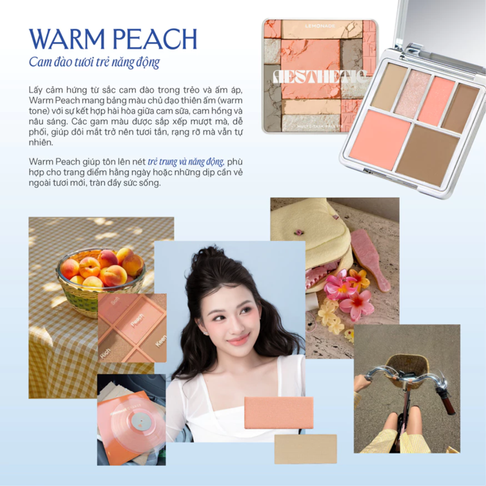  Phấn Mắt Lemonade Aesthetic Multi-task Palette #02 Warm Peach 