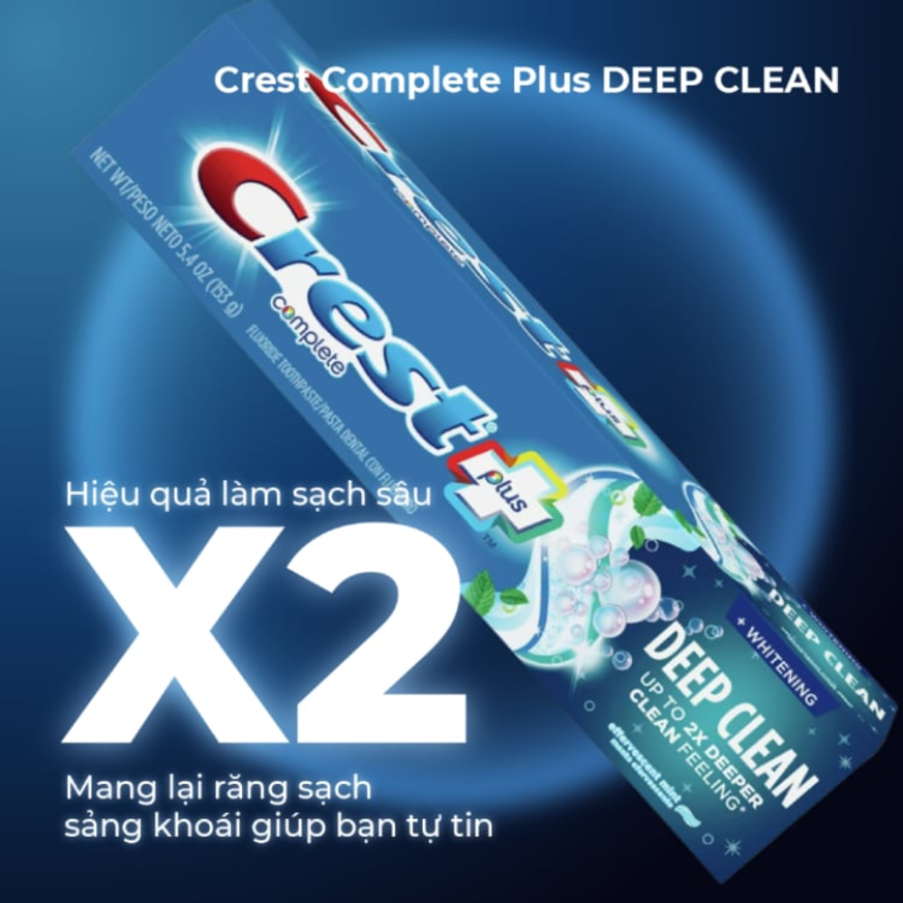  Kem Đánh Răng Làm Trắng, Sạch Sâu Crest Complete Whitening + Deep Clean 153g (Bán Lẻ Unbox) 
