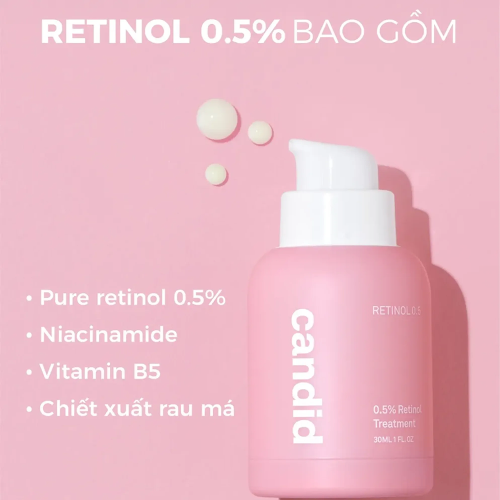  Tinh Chất Giảm Nhăn, Tăng Đàn Hồi Da Candid 0.5% Retinol Treatment 30ml 
