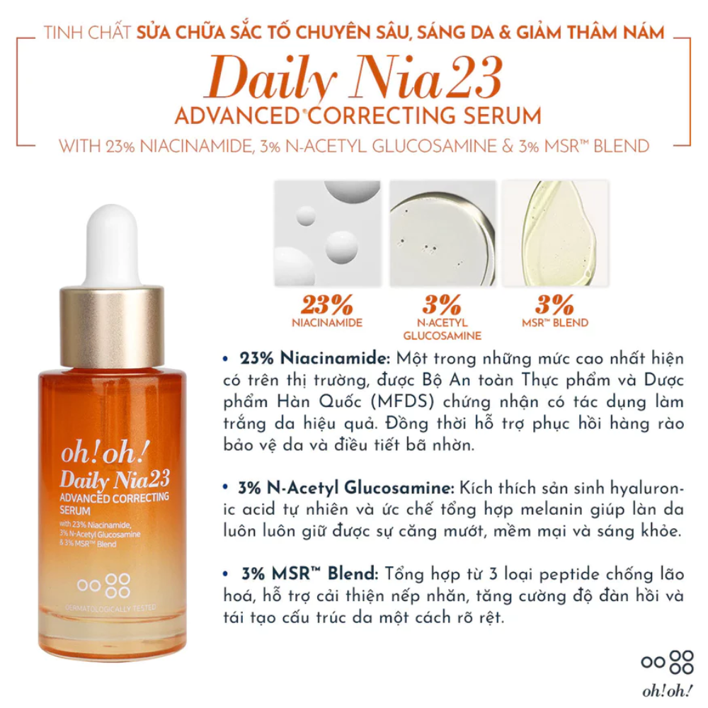  Tinh Chất Dưỡng Sáng Da, Mờ Thâm oh!oh! Daily Nia23 Advanced Correcting Serum 30ml 
