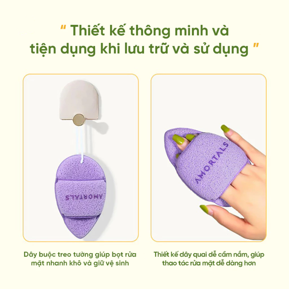 Set 3 Miếng Mút Rửa Mặt Amortals Wash To Smile Face Washing Puff 