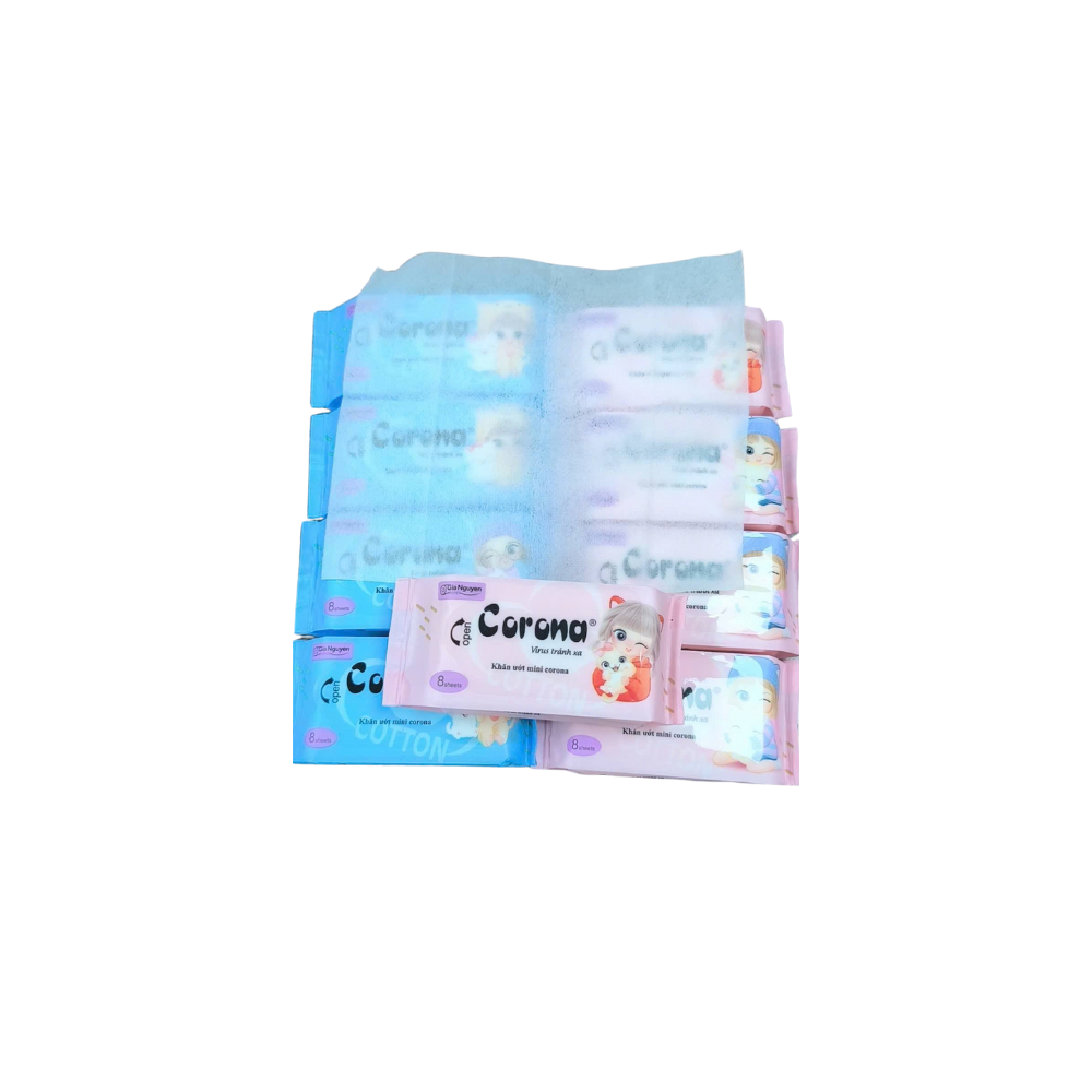  Set 8 Gói Khăn Giấy Ướt Mini Corona (8 Miếng/Gói) 