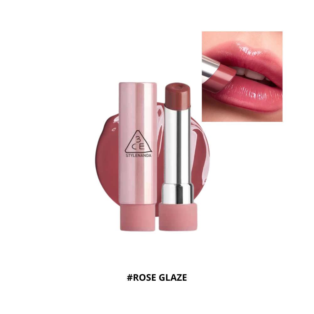  Son Bóng 3CE Glazy Lip Glow #Rose Glaze 