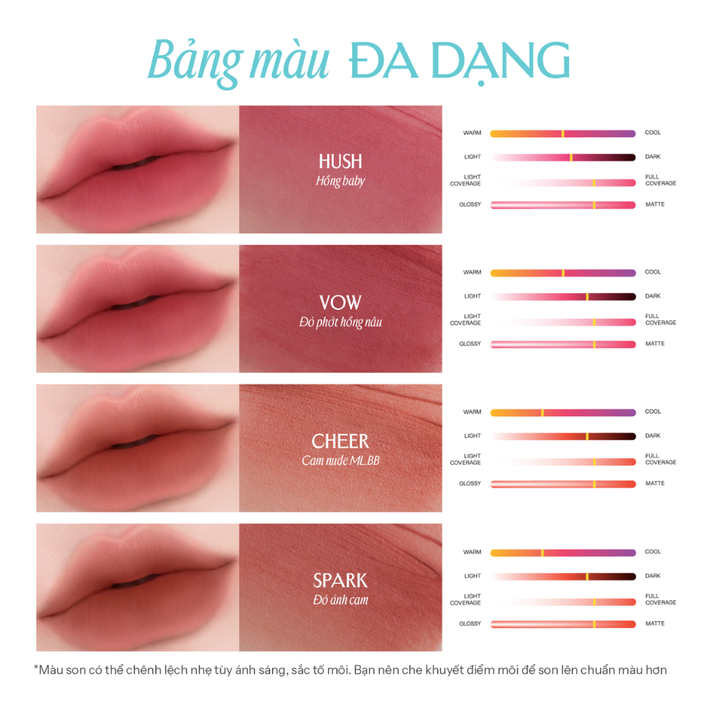  Son Kem Bùn Mịn Lì Lemonade Perfect Couple Blurry Stain Lip Cream #Spark 