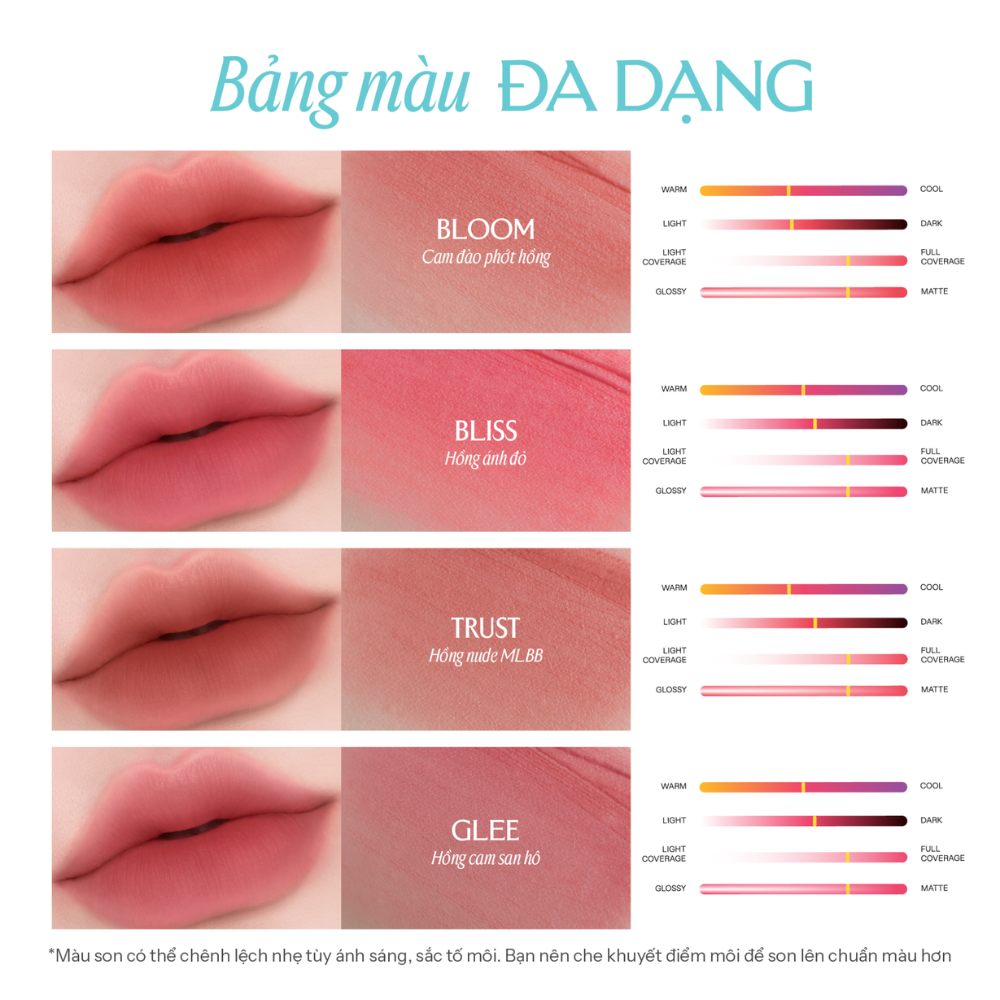  Son Kem Bùn Mịn Lì Lemonade Perfect Couple Blurry Stain Lip Cream #Vow 