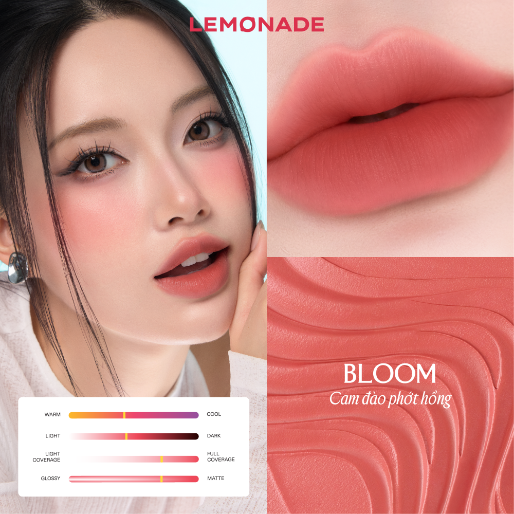  Son Kem Bùn Mịn Lì Lemonade Perfect Couple Blurry Stain Lip Cream #Bloom 