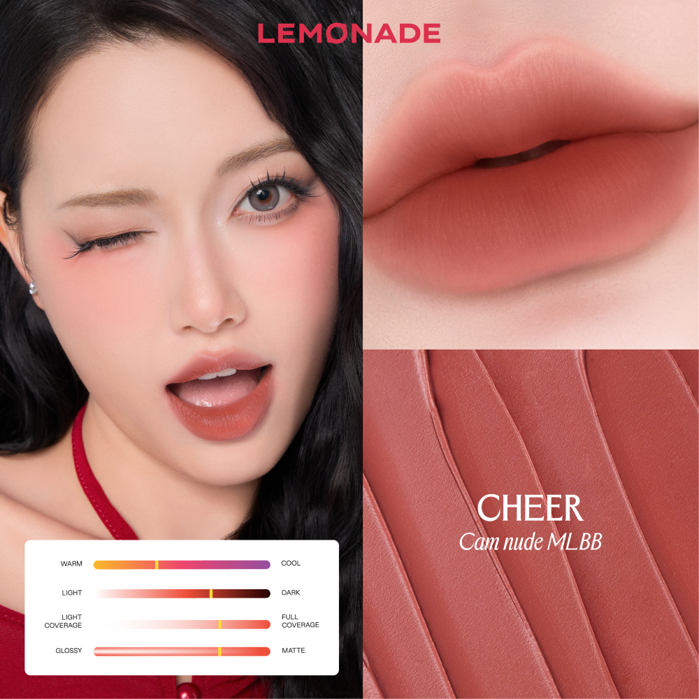  Son Kem Bùn Mịn Lì Lemonade Perfect Couple Blurry Stain Lip Cream #Cheer 