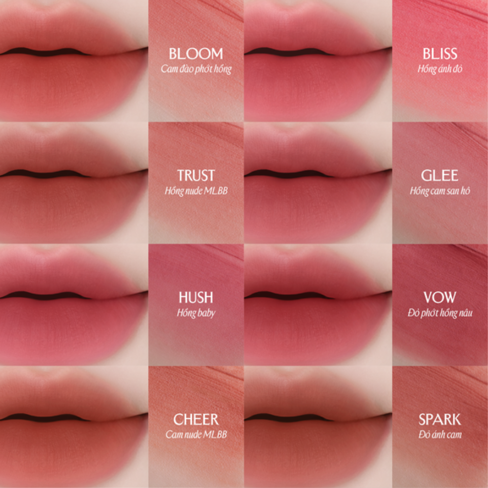  Son Kem Bùn Mịn Lì Lemonade Perfect Couple Blurry Stain Lip Cream #Glee 