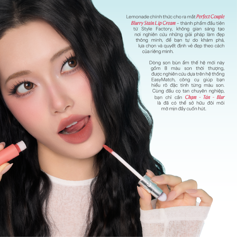  Son Kem Bùn Mịn Lì Lemonade Perfect Couple Blurry Stain Lip Cream #Bloom 