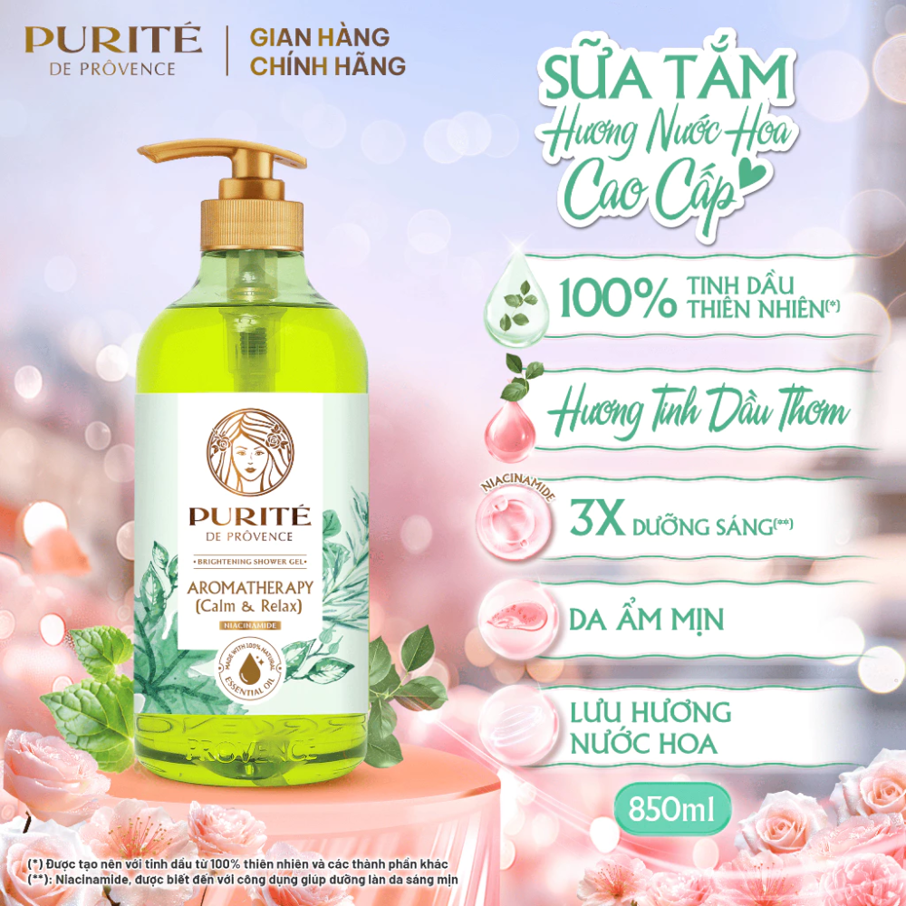  Sữa Tắm Hương Tinh Dầu Thơm Aroma Purité Aromathepary Shower Gel 850ml 