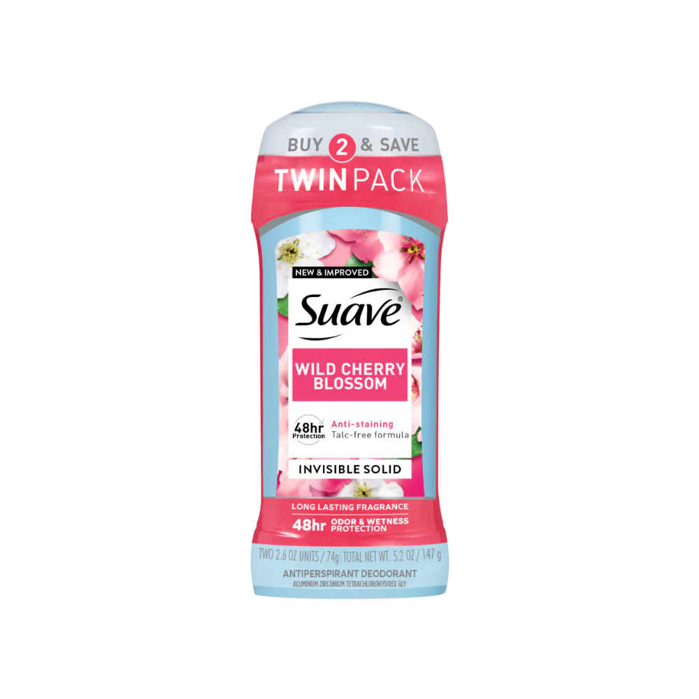  Sáp Khử Mùi Nữ Suave 48H Wild Cherry Blossom Invisible Solid Antiperspirant Deodorant Stick 74g 