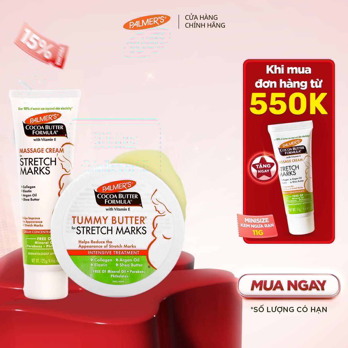 COMBO Ngăn ngừa rạn cho Giữa và Cuối thai kỳ Palmer