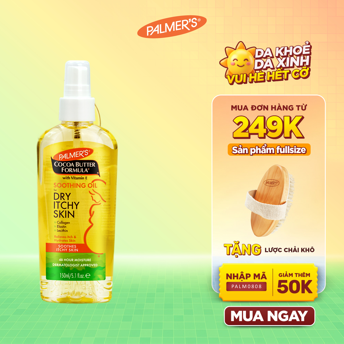 Dầu dưỡng da hỗ trợ giảm nhanh khô ngứa cho mẹ bầu Palmer's 150ml