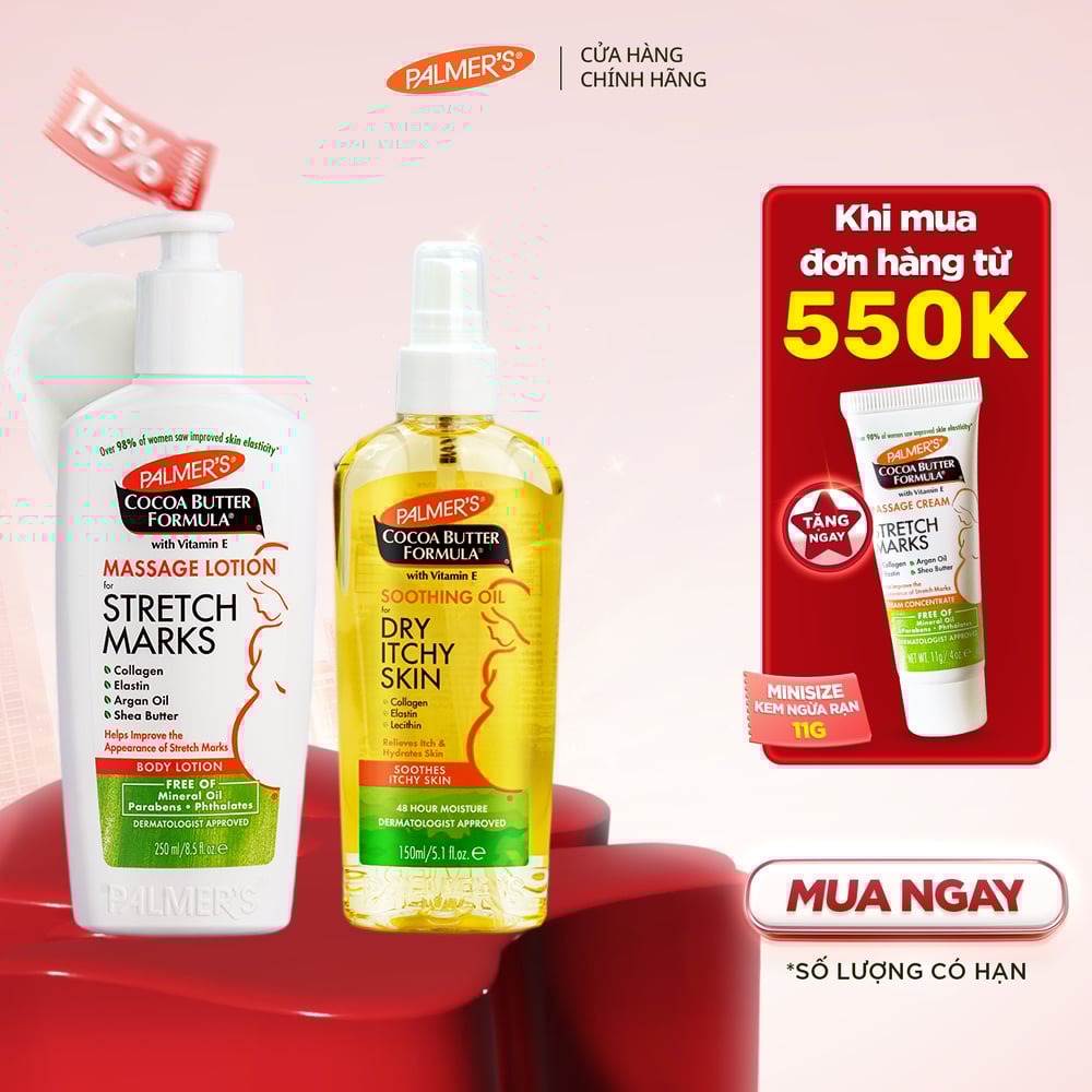 COMBO Ngừa rạn và Giảm khô ngứa Đầu thai kỳ Palmer