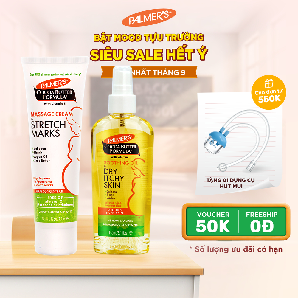 COMBO Ngừa rạn và Giảm khô ngứa Giữa thai kỳ Palmer's