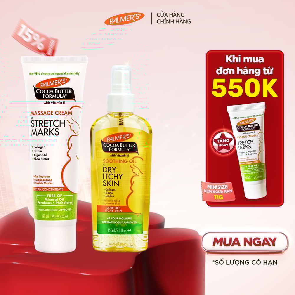 COMBO Ngừa rạn và Giảm khô ngứa Giữa thai kỳ Palmer