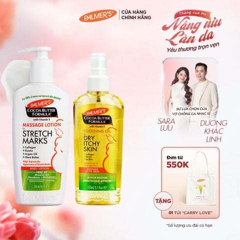 COMBO Ngừa rạn và Giảm khô ngứa Đầu thai kỳ Palmer's