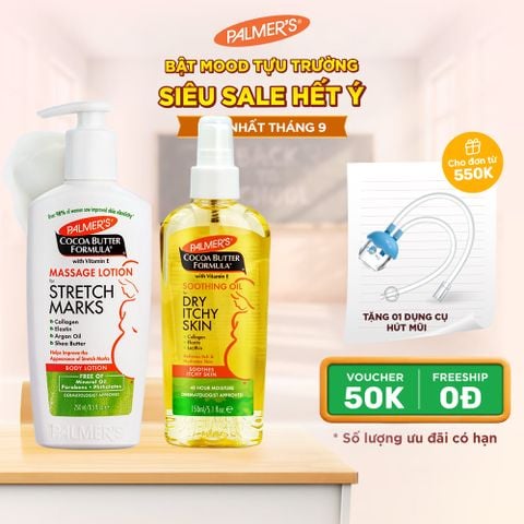 COMBO Ngừa rạn và Giảm khô ngứa Đầu thai kỳ Palmer's