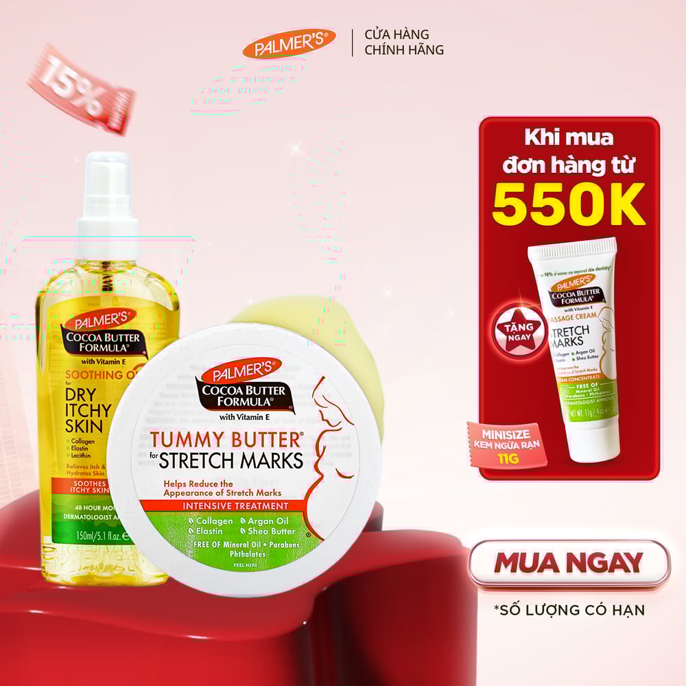 COMBO Ngừa rạn và Giảm khô ngứa Cuối thai kỳ Palmer