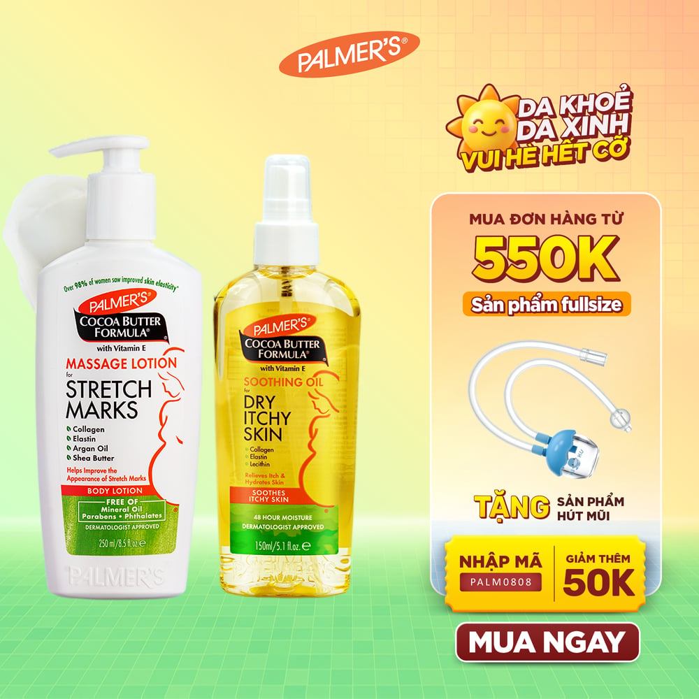 COMBO Ngừa rạn và Giảm khô ngứa Đầu thai kỳ Palmer's