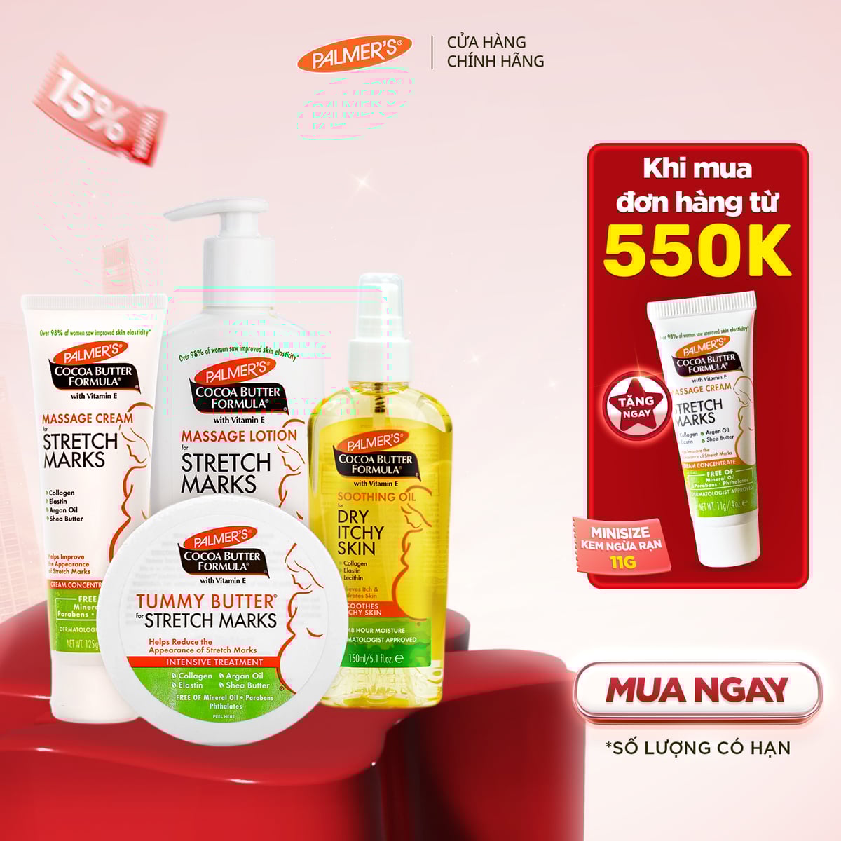 COMBO Ngăn ngừa rạn da toàn thai kỳ Palmer