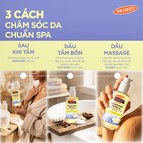 [Mới] Combo Dưỡng Thể Căng Bóng & Dưỡng Ẩm Palmer's Tahitian Vanilla - Dầu Dưỡng Thể 192ml & Sữa Dưỡng Thể
