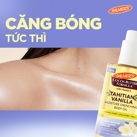 [Mới] Combo Dưỡng Thể Căng Bóng & Dưỡng Ẩm Palmer's Tahitian Vanilla - Dầu Dưỡng Thể 192ml & Sữa Dưỡng Thể