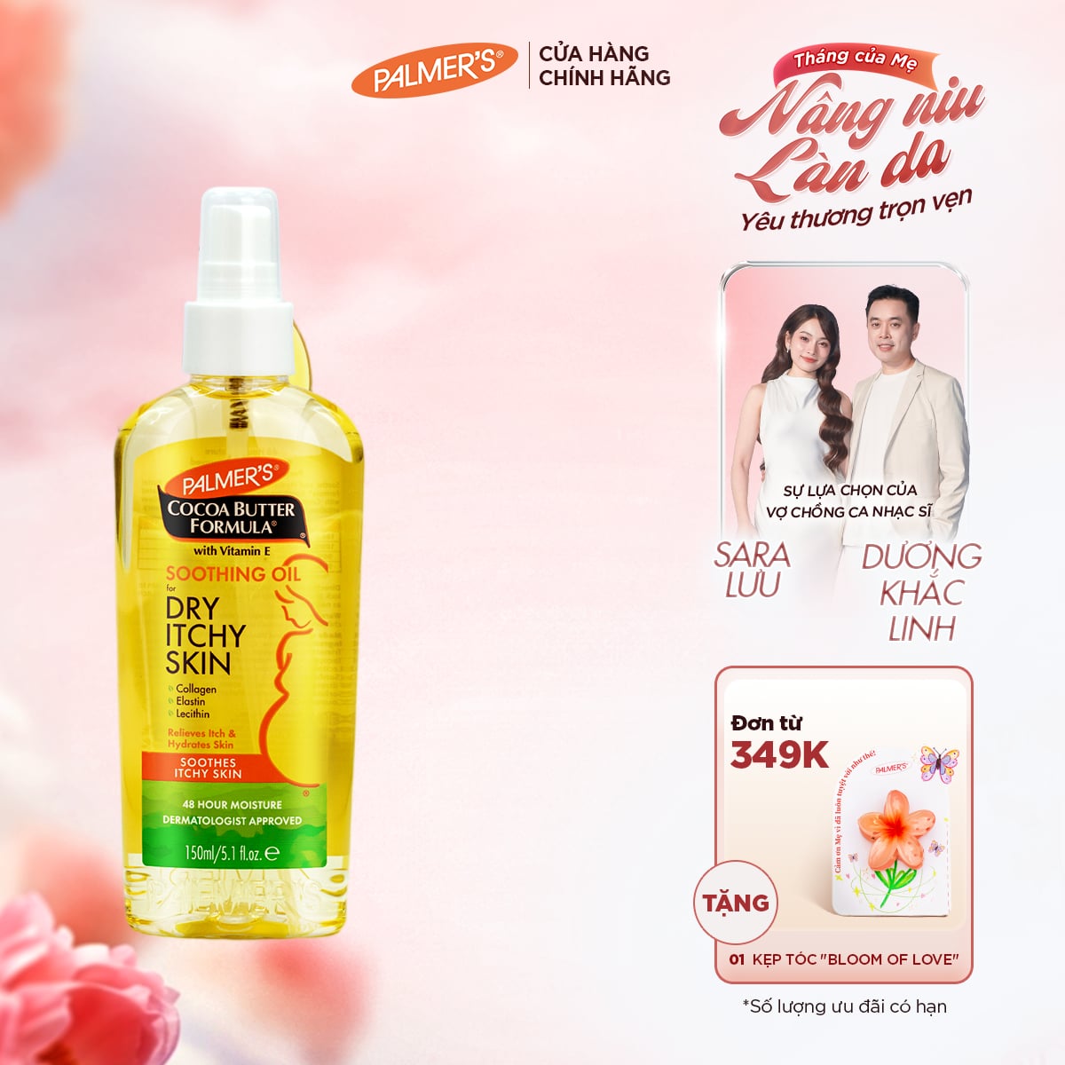 Dầu dưỡng da hỗ trợ giảm nhanh khô ngứa cho mẹ bầu Palmer's 150ml
