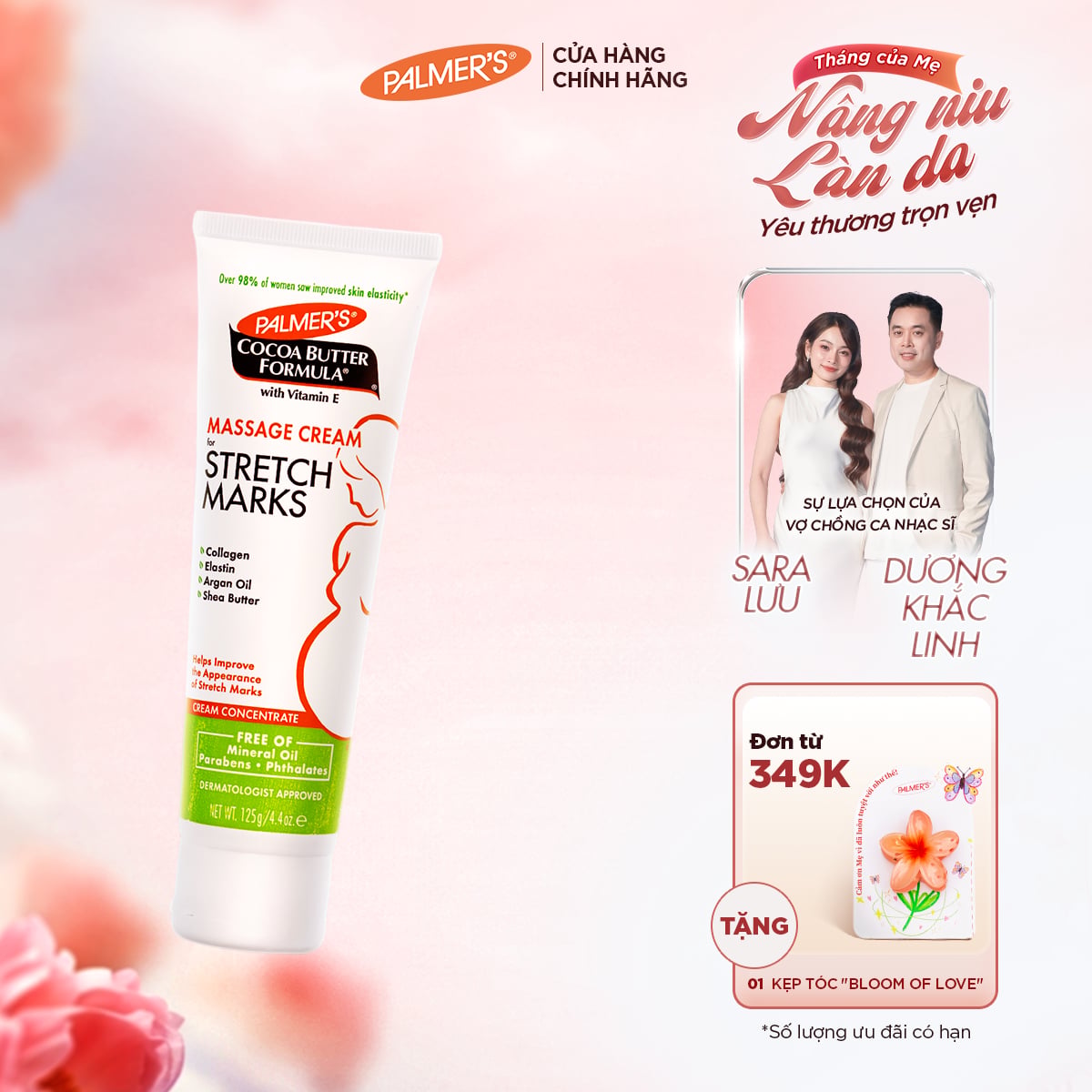 Kem rạn da ngăn ngừa và hỗ trợ làm mờ vết rạn cho mẹ bầu giữa thai kỳ Palmer's