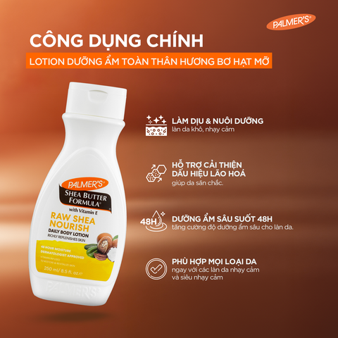 Sữa dưỡng ẩm toàn thân hỗ trợ làm mềm mịn da hương Bơ Hạt Mỡ Palmer's 250ml