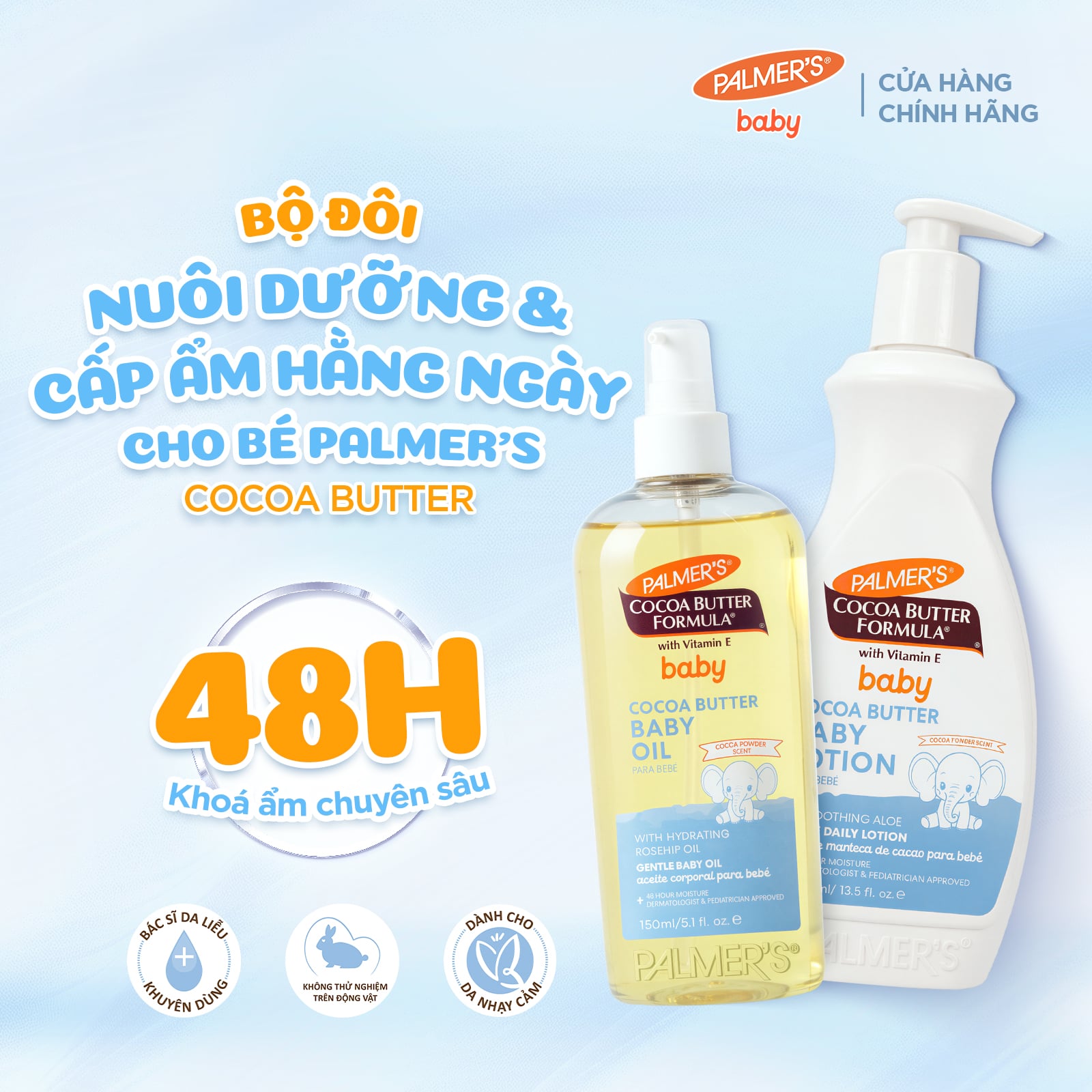 [Mới] Combo Nuôi Dưỡng & Cấp Ẩm Hằng Ngày Cho Bé Palmer's Cocoa Butter (Sữa Dưỡng 400ml + Dầu Dưỡng 150ml)