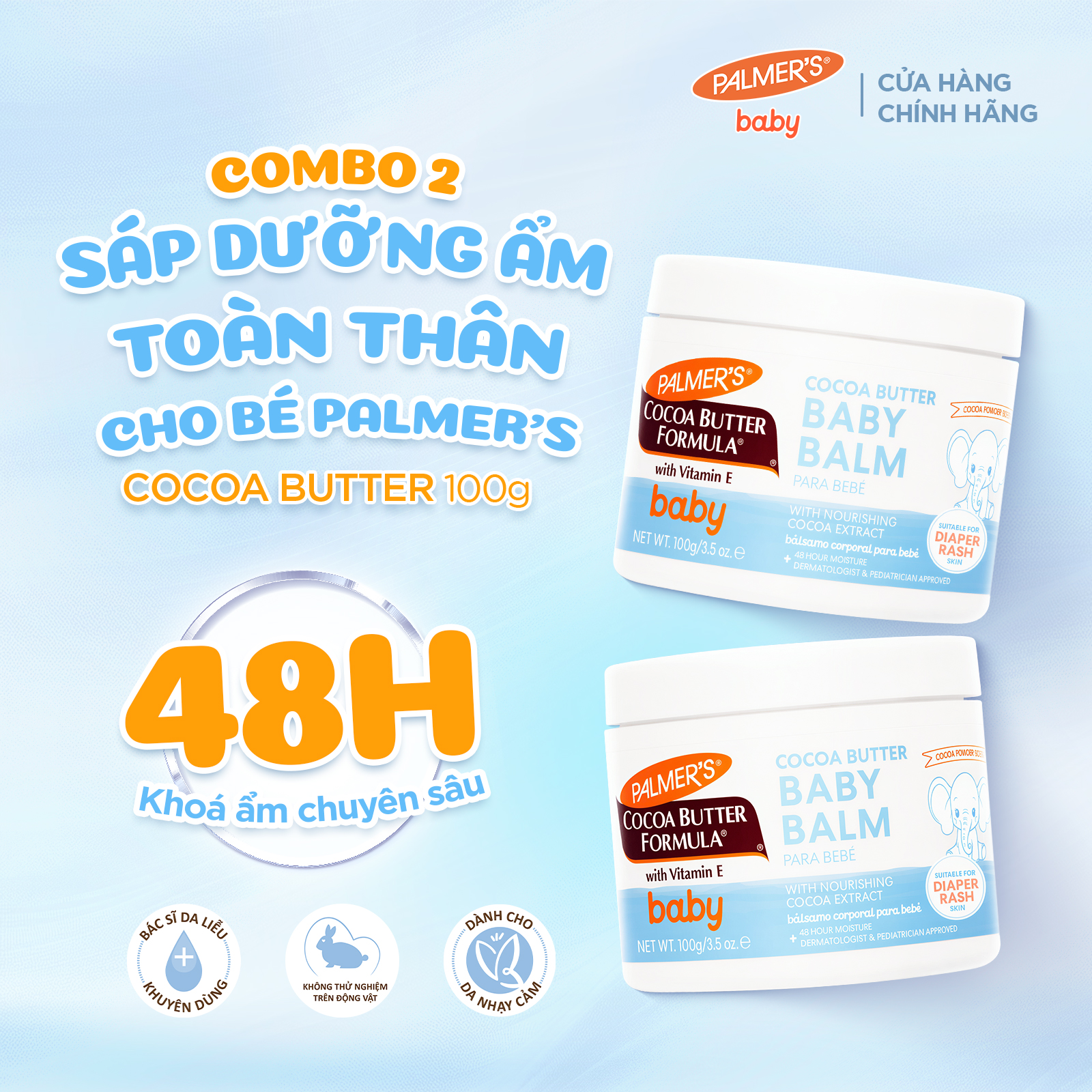 [Mới] Combo 2 Sáp Dưỡng Ẩm Toàn Thân Cho Bé Palmer's Cocoa Butter 100g