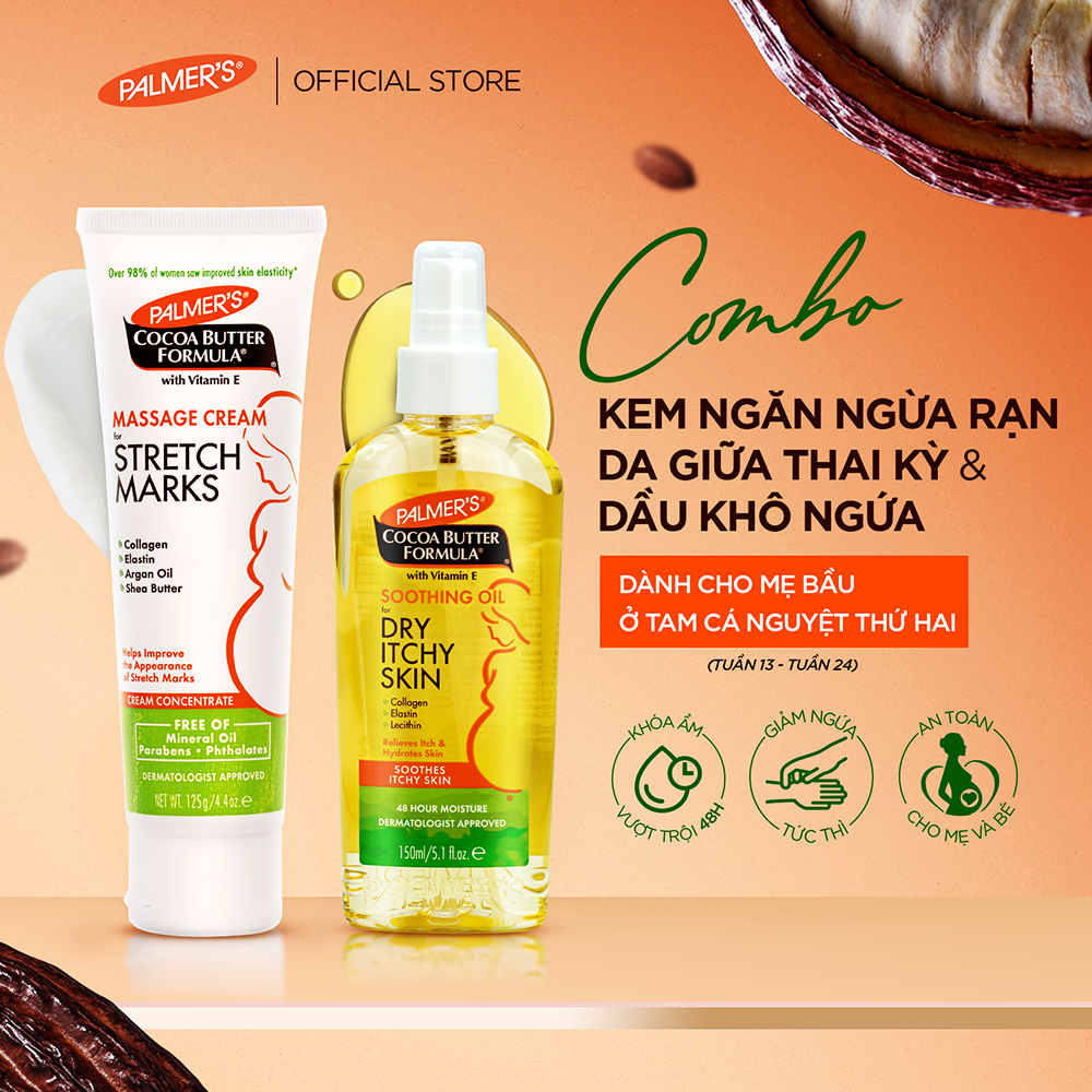 COMBO Ngừa rạn và Giảm khô ngứa Giữa thai kỳ Palmer