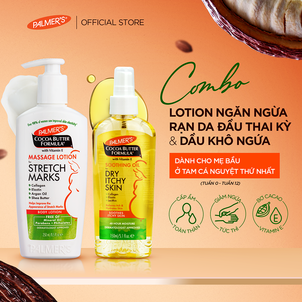 COMBO Ngừa rạn và Giảm khô ngứa Đầu thai kỳ Palmer
