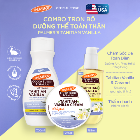 [Mới] Combo Trọn Bộ Dưỡng Thể Toàn Thân Palmer's Tahitian Vanilla (Dưỡng Thể + Kem Dưỡng 250g + Dầu 192ml)