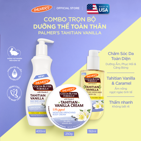 [Mới] Combo Trọn Bộ Dưỡng Thể Toàn Thân Palmer's Tahitian Vanilla (Dưỡng Thể + Kem Dưỡng 250g + Dầu 192ml)
