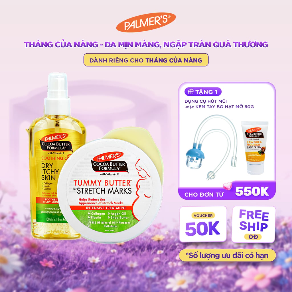 COMBO Ngừa rạn và Giảm khô ngứa Cuối thai kỳ Palmer's