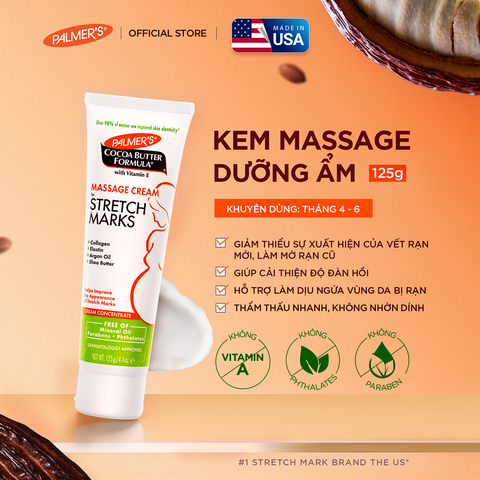 (HỘP BỊ MÓP) Kem ngăn ngừa và hỗ trợ làm mờ rạn da cho mẹ bầu giữa thai kỳ Palmer's 125g