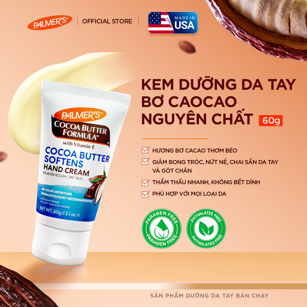 Kem dưỡng ẩm da tay hỗ trợ giảm khô ráp, bong tróc, nứt nẻ hương Bơ Cacao Palmer