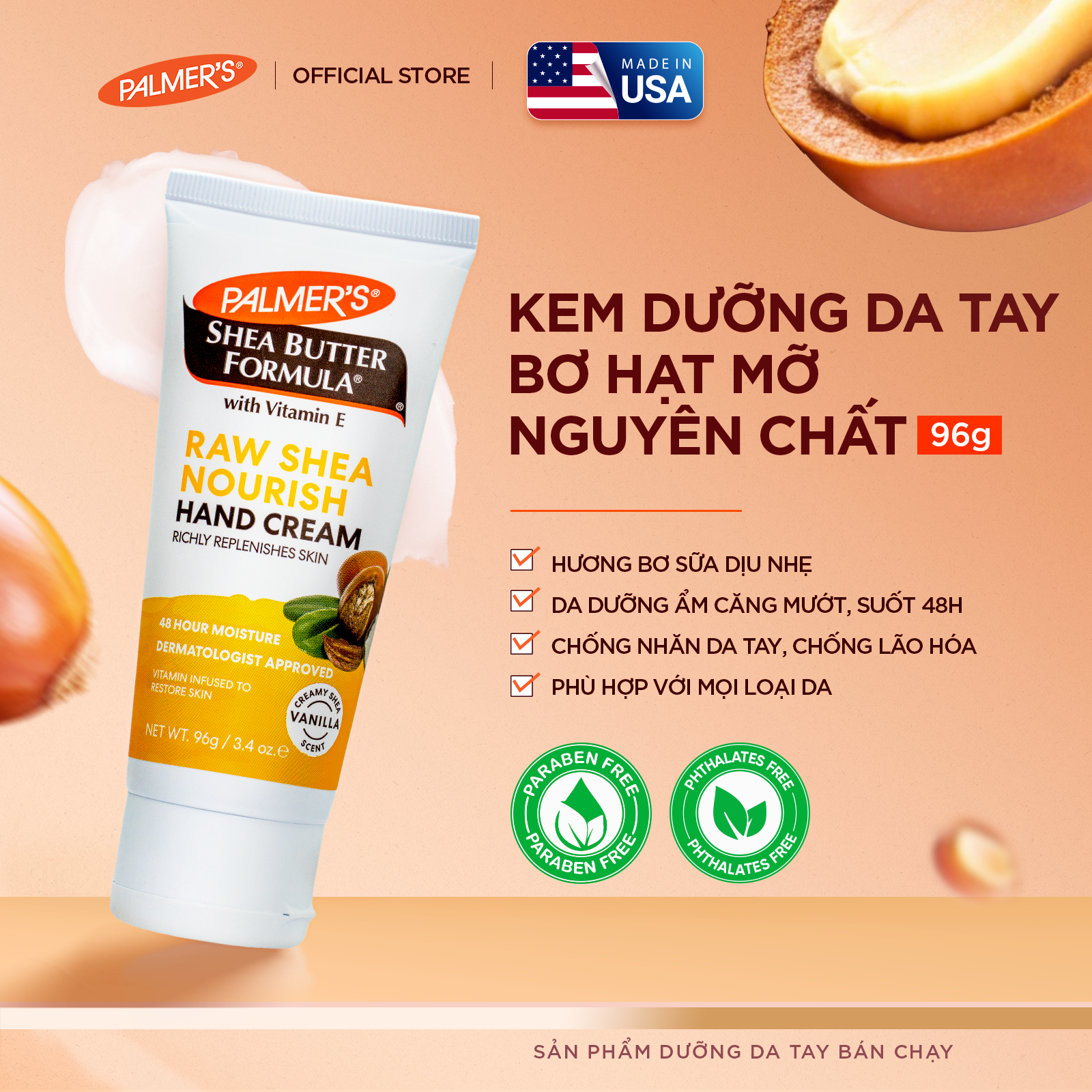 Kem dưỡng ẩm da tay hỗ trợ chống nhăn da hương Bơ Hạt Mỡ Palmer