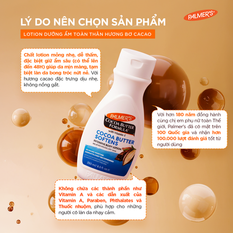 Sữa dưỡng ẩm sâu toàn thân hỗ trợ giảm khô nứt da hương Bơ Cacao Palmer's 250ml