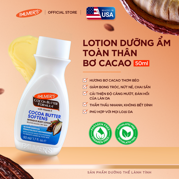Lotion dưỡng ẩm sâu toàn thân hỗ trợ giảm khô nứt da hương Bơ Cacao Palmer