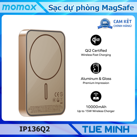 Pin sạc dự phòng Momax Q.Mag X1 Qi2 Magnetic Wireless Power Bank 10000mAh – Gen 2 IP136Q2