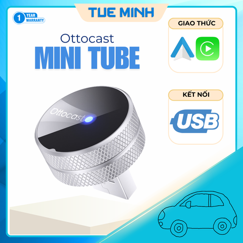 Ottocast Mini TUBE – Thiết bị chuyển CarPlay & Android Auto không dây cho ô tô