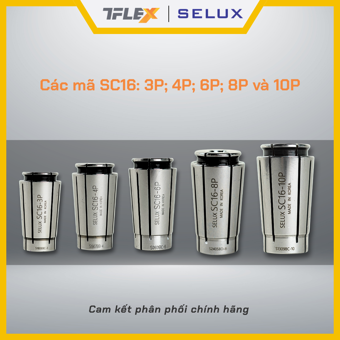  Collet kẹp dao phay CNC SC16 bản P (3P/4P/6P/8P/10P) - Selux 