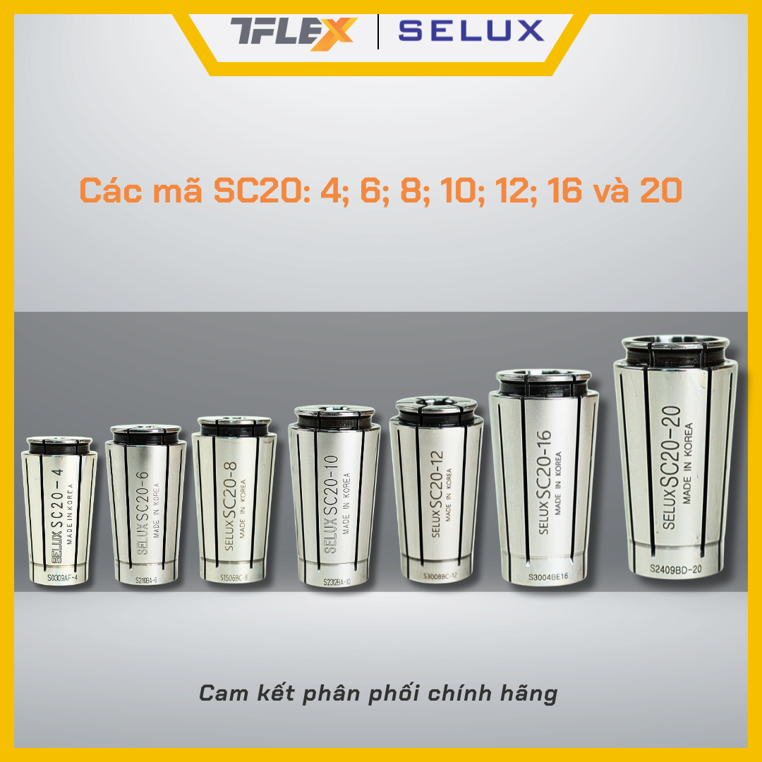  Collet kẹp dao phay CNC SC20 (4/6/8/10/12/16/20) - Selux 