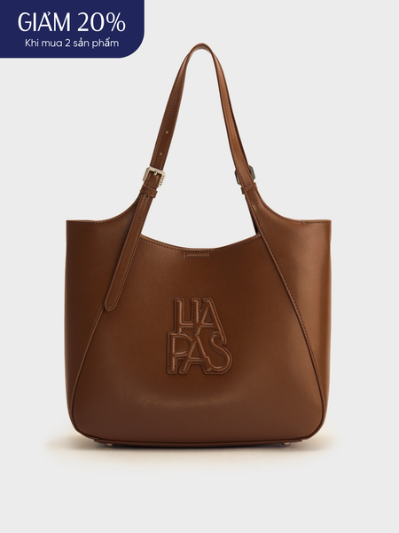 Túi Tote Dập Nổi Camel Size 33 - Nâu