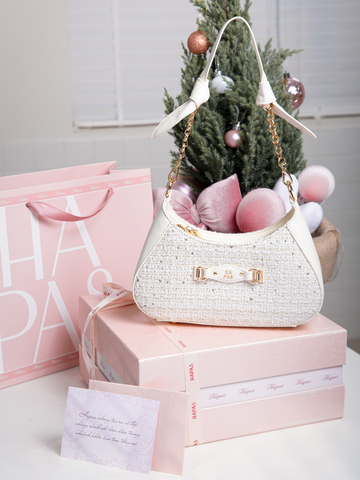 TDV Hobo Quai Nơ Mavie Sz 24 - Trắng Tweed