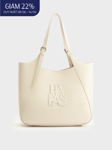 Túi Tote Dập Nổi Camel Size 33 - Kem